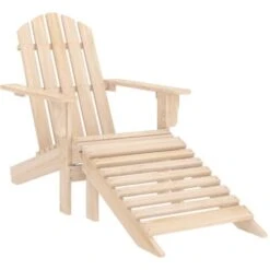 Garden Adirondack Chair With Ottoman And Table Solid Fir Wood VidaXL -Outdoor Furniture Store 42691384 5