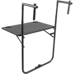 PrimeMatik - Rectangular Adjustable Balcony Table 60x36cm Black Imitation Wood Braiding 10 PrimeMatik - Rectangular Adjustable Balcony Table 60x36cm Black Imitation Wood Braiding -Outdoor Furniture Store 44472012 4