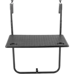 PrimeMatik - Rectangular Adjustable Balcony Table 60x36cm Black Imitation Wood Braiding 11 PrimeMatik - Rectangular Adjustable Balcony Table 60x36cm Black Imitation Wood Braiding -Outdoor Furniture Store 44472012 5