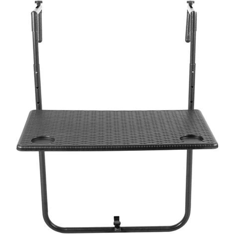 PrimeMatik - Rectangular Adjustable Balcony Table 60x36cm Black Imitation Wood Braiding 7 PrimeMatik - Rectangular Adjustable Balcony Table 60x36cm Black Imitation Wood Braiding - Image 5