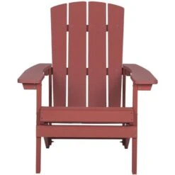 Outdoor Lounger Chair Red Plastic Wood With Footstool For Patio Yard Adirondack -Outdoor Furniture Store 45714202 5