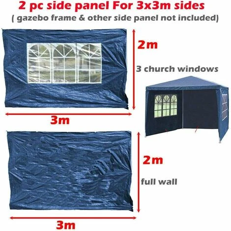 3x3m Gazebo Tent Side Panels Replaceable Side Wall Door For Outdoor Wedding Garden Party Camping Tent Event Shelter, Fully Waterproof(Blue, 2Pcs) 4 3x3m Gazebo Tent Side Panels Replaceable Side Wall Door For Outdoor Wedding Garden Party Camping Tent Event Shelter, Fully Waterproof(Blue, 2Pcs) - Image 2