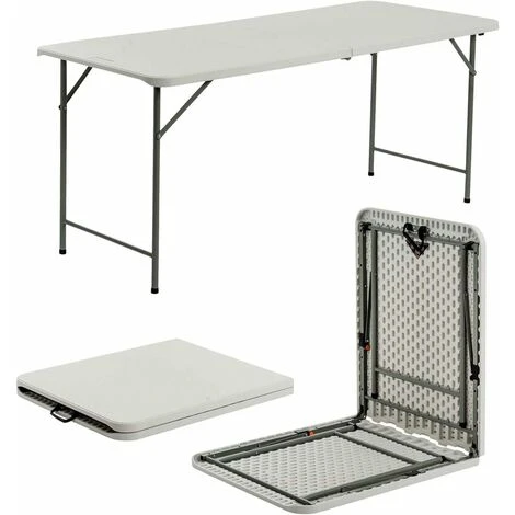 Folding Table 4FT/120CM Heavy Duty Portable Adjustable Height Picnic Camping Table For Garden, Catering, Camping, BBQ Party, Outdoor Activities, White Handy Fold- In-Half Table 5 Folding Table 4FT/120CM Heavy Duty Portable Adjustable Height Picnic Camping Table For Garden, Catering, Camping, BBQ Party, Outdoor Activities, White Handy Fold- In-Half Table - Image 3
