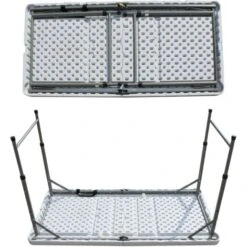 Folding Table 4FT/120CM Heavy Duty Portable Adjustable Height Picnic Camping Table For Garden, Catering, Camping, BBQ Party, Outdoor Activities, White Handy Fold- In-Half Table 10 Folding Table 4FT/120CM Heavy Duty Portable Adjustable Height Picnic Camping Table For Garden, Catering, Camping, BBQ Party, Outdoor Activities, White Handy Fold- In-Half Table -Outdoor Furniture Store 46235757 4
