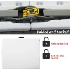 Folding Table 4FT/120CM Heavy Duty Portable Adjustable Height Picnic Camping Table For Garden, Catering, Camping, BBQ Party, Outdoor Activities, White Handy Fold- In-Half Table 11 Folding Table 4FT/120CM Heavy Duty Portable Adjustable Height Picnic Camping Table For Garden, Catering, Camping, BBQ Party, Outdoor Activities, White Handy Fold- In-Half Table -Outdoor Furniture Store 46235757 5