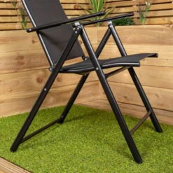 Multi Position High Back Reclining Garden / Outdoor Folding Chair In Black 11 Multi Position High Back Reclining Garden / Outdoor Folding Chair In Black -Outdoor Furniture Store 46307750 5