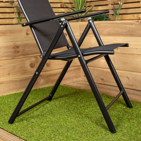 Multi Position High Back Reclining Garden / Outdoor Folding Chair In Black 7 Multi Position High Back Reclining Garden / Outdoor Folding Chair In Black - Image 5