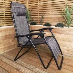 Luxury Zero Gravity Garden Relaxer Chair / Sun Lounger - Grey -Outdoor Furniture Store 46308310 3
