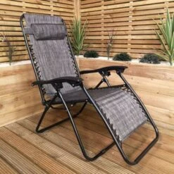 Luxury Zero Gravity Garden Relaxer Chair / Sun Lounger - Grey -Outdoor Furniture Store 46308310 4