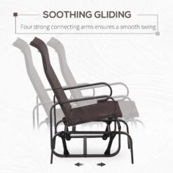 Outsunny Outdoor Gliding Rocking Chair W/ Metal Frame For Patio, Backyard Brown -Outdoor Furniture Store 46530897 4