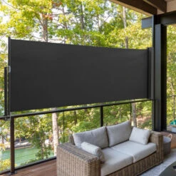 Livingandhome 300x100CM Retractable Side Awning Garden Privacy Screen Windbreak Sunshade, Black