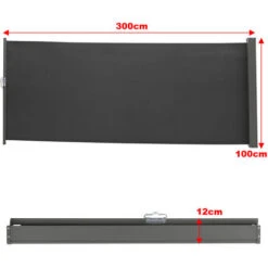 Livingandhome 300x100CM Retractable Side Awning Garden Privacy Screen Windbreak Sunshade, Black -Outdoor Furniture Store 46734092 4