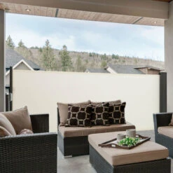 Livingandhome 300x120CM Retractable Side Awning Garden Privacy Screen Windbreak Sunshade, Beige -Outdoor Furniture Store 46734096 3