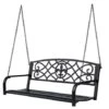 Outsunny Outdoor Steel Fleur-De-Lis Porch Swing Garden Hanging Bench Black 2 Outsunny Outdoor Steel Fleur-De-Lis Porch Swing Garden Hanging Bench Black -Outdoor Furniture Store 47146217 1