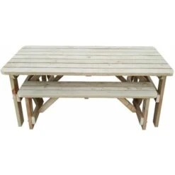 3ft (90cm) Picnic Table And Bench Set, Natural (light-green) Finish, Victoria Compact Rounded Corners -Outdoor Furniture Store 47470895 3