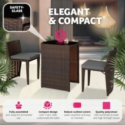 Rattan Garden Bistro Set Hamburg 2 Chairs, 1 Table - Garden Tables And Chairs, Garden Furniture Set, Outdoor Table And Chairs - Black/brown 10 Rattan Garden Bistro Set Hamburg 2 Chairs, 1 Table - Garden Tables And Chairs, Garden Furniture Set, Outdoor Table And Chairs - Black/brown -Outdoor Furniture Store 47576301 4