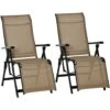 Outsunny Set Of 2 Outdoor Sun Recliner Loungers With Adjustable Footrest Beige
