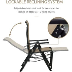 Outsunny Set Of 2 Outdoor Sun Recliner Loungers With Adjustable Footrest Beige -Outdoor Furniture Store 48445944 5