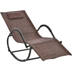Outsunny Zero Gravity Rocking Lounge Chair Pillow Garden Outdoor Furniture Brown