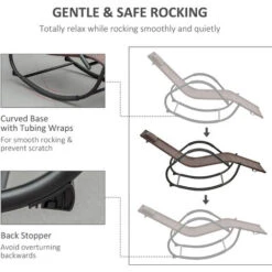 Outsunny Zero Gravity Rocking Lounge Chair Pillow Garden Outdoor Furniture Brown -Outdoor Furniture Store 48446229 4