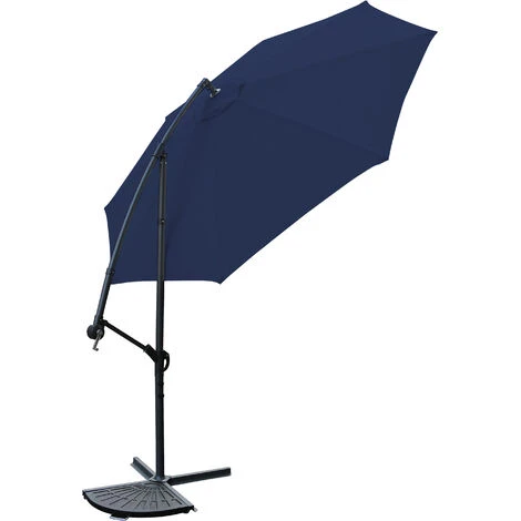 Greenbay 3m Garden Banana Parasol Patio Sun Shade Shelter Crank Hanging Rattan Cantilever Umbrella Blue 4 Greenbay 3m Garden Banana Parasol Patio Sun Shade Shelter Crank Hanging Rattan Cantilever Umbrella Blue - Image 2