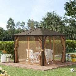 Outsunny 3x3(m) Hardtop Gazebo Outdoor Shelter W/ Steel Roof & Aluminium Frame 9 Outsunny 3x3(m) Hardtop Gazebo Outdoor Shelter W/ Steel Roof & Aluminium Frame -Outdoor Furniture Store 50241270 3