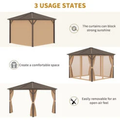 Outsunny 3x3(m) Hardtop Gazebo Outdoor Shelter W/ Steel Roof & Aluminium Frame 11 Outsunny 3x3(m) Hardtop Gazebo Outdoor Shelter W/ Steel Roof & Aluminium Frame -Outdoor Furniture Store 50241270 5