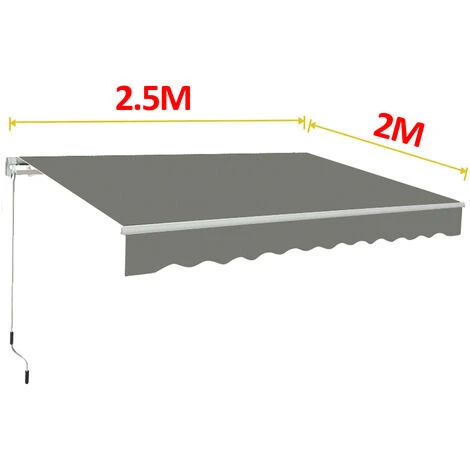 Grey Patio Manual Awning Garden Canopy Sun Shade Retractable Shelter 2.5x2M 6 Grey Patio Manual Awning Garden Canopy Sun Shade Retractable Shelter 2.5x2M - Image 4