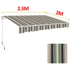 Multi-stripe Outdoor Patio Garden Awning Canopy Sun Shade Retractable Shelter 2.5x2M -Outdoor Furniture Store 50318616 5