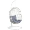 Hanging Egg Chair Beige Boho Rope Steel Stand Wicker Soft Cushion Alba -Outdoor Furniture Store 50496580 1