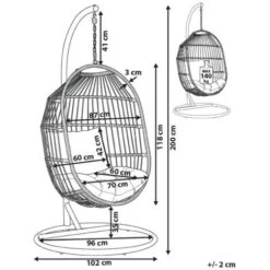 Hanging Egg Chair Beige Boho Rope Steel Stand Wicker Soft Cushion Alba 9 Hanging Egg Chair Beige Boho Rope Steel Stand Wicker Soft Cushion Alba -Outdoor Furniture Store 50496580 3 1