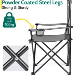 Folding Camping Chair - Grey 9 Folding Camping Chair - Grey -Outdoor Furniture Store 50779361 3