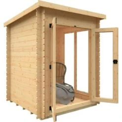6x6w The Astoria Modular 19mm Log Cabin With Full Pane Double Doors And Windows