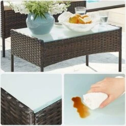 Songmics Garden Furniture Sets, Polyrattan Outdoor Patio Furniture, Conservatory PE Wicker Furniture, For Patio Balcony Backyard, Brown And Taupe GGF002K01 10 Songmics Garden Furniture Sets, Polyrattan Outdoor Patio Furniture, Conservatory PE Wicker Furniture, For Patio Balcony Backyard, Brown And Taupe GGF002K01 -Outdoor Furniture Store 50821976 4