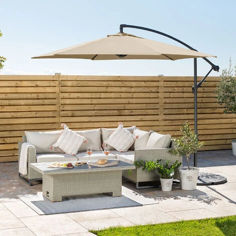 Banana Parasol 3m - Taupe 4 Banana Parasol 3m - Taupe - Image 2