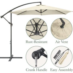 Banana Parasol 3m - Taupe 9 Banana Parasol 3m - Taupe -Outdoor Furniture Store 50827463 3