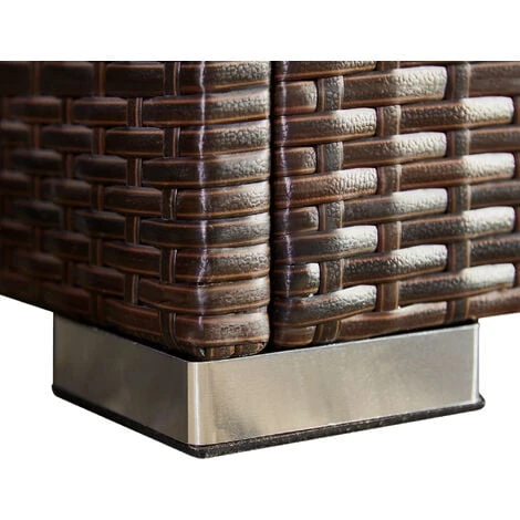 Teamson Home Outdoor Garden Lounge Set, 7 Piece Rattan Garden Furniture Set, Large Garden Corner Sofa, Tempered Glass Tabletop - Brown/Cream 7 Teamson Home Outdoor Garden Lounge Set, 7 Piece Rattan Garden Furniture Set, Large Garden Corner Sofa, Tempered Glass Tabletop - Brown/Cream - Image 5