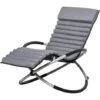 Outsunny Breathable Mesh Rocking Chair Design Orbital Mat Removable Black Grey -Outdoor Furniture Store 50886409 1