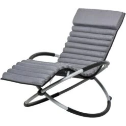 Outsunny Breathable Mesh Rocking Chair Design Orbital Mat Removable Black Grey