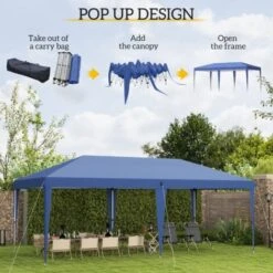 Outsunny 6 X 3M Pop Up Gazebo Patio Party Event Heavy Duty Canopy Blue -Outdoor Furniture Store 50886415 4