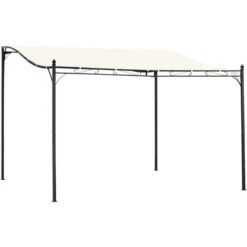Outsunny 4 X 3M Wall Mounted Awning Free Stand Canopy Shade Porch Pergola Cream