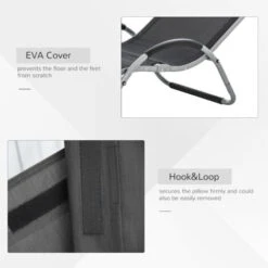 Outsunny Sun Lounge Recliner Lounge Chair Design Ergonomic W/ Pillow Black -Outdoor Furniture Store 50886489 4