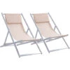 Outsunny Set Of 2 Folding Garden Beach Aluminium Frame Deck Chairs Beige -Outdoor Furniture Store 50886523 1