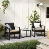 Songmics Garden Furniture Set, 3-Piece Outdoor Patio Furniture Sets, PE Rattan, Outdoor Seating For Bistro Front Porch Balcony, Easy To Assemble, 2 Chairs And 1 Table, Black And Beige GGF010M03 -Outdoor Furniture Store 50903779 1