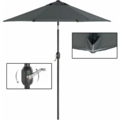 Songmics Garden Parasol Umbrella 2 M, Sunshade With Metal Pole And Ribs, Tiltable, Base Not Included, For Outdoor Terrace Balcony, Grey GPU202G01 -Outdoor Furniture Store 50925268 4