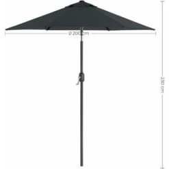 Songmics Garden Parasol Umbrella 2 M, Sunshade With Metal Pole And Ribs, Tiltable, Base Not Included, For Outdoor Terrace Balcony, Grey GPU202G01 -Outdoor Furniture Store 50925268 5