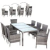 Casaria Poly Rattan Luxury 8 Seater Garden Dining Set With Table, Chairs & Cushions Stackable Chairs Weatherproof Grey Anthracite