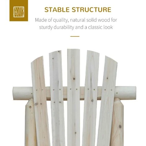 Outsunny Outdoor Wood Adirondack Chair Patio Chaise Lounge Deck Reclined Bench 6 Outsunny Outdoor Wood Adirondack Chair Patio Chaise Lounge Deck Reclined Bench - Image 4