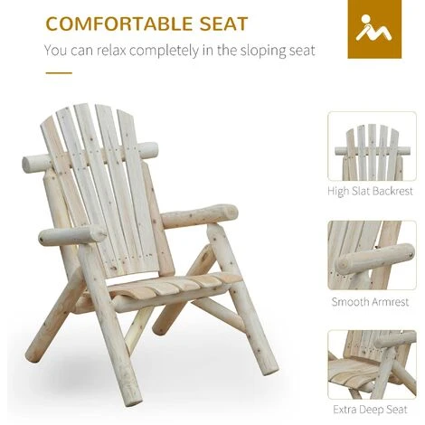Outsunny Outdoor Wood Adirondack Chair Patio Chaise Lounge Deck Reclined Bench 7 Outsunny Outdoor Wood Adirondack Chair Patio Chaise Lounge Deck Reclined Bench - Image 5