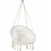 VOUNOT Hanging Chair With Cushion, Macrame Hammock Swing Chair For Bedroom, Balcony, Patio, Garden, 265LBS Capacity, Beige